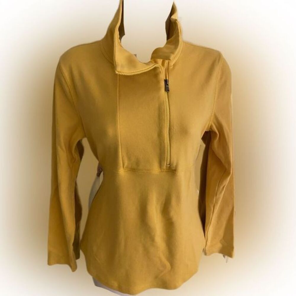 American Living Quarter zip Top - M gold , cotton /elastane